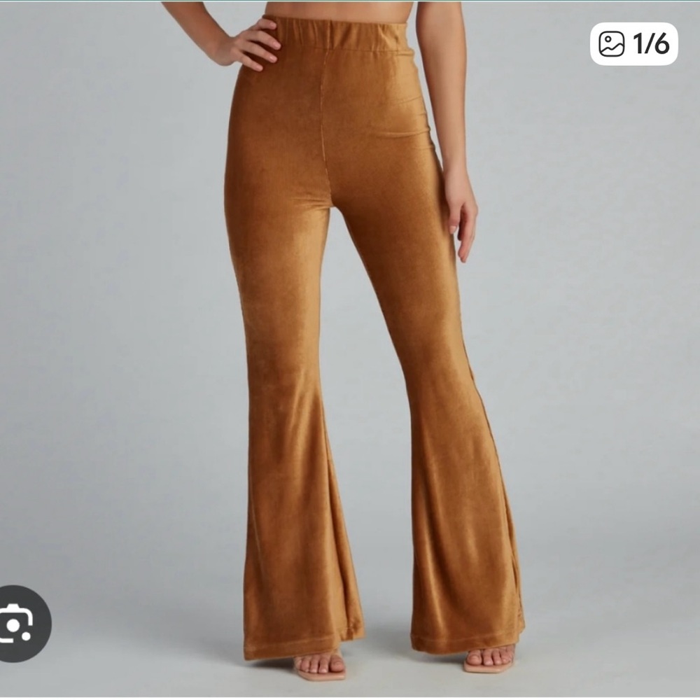 Lucky & Blessed Camel Flare Pants-soft ribbed velvet like fabric Large